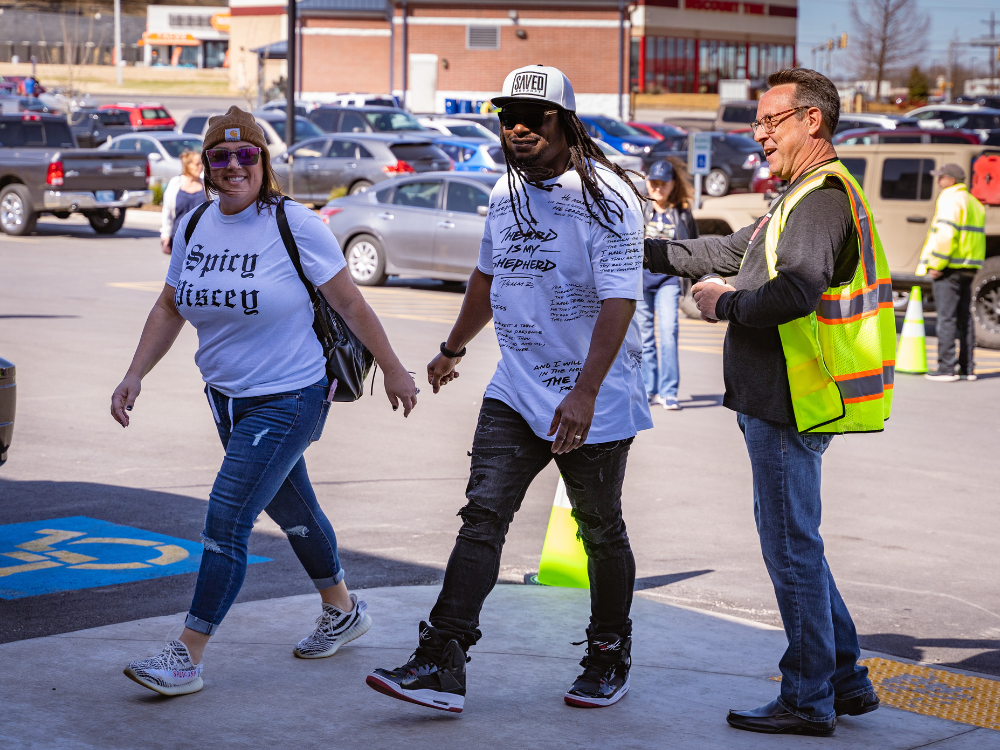 People walking into Church on the Move in Broken Arrow, Oklahoma