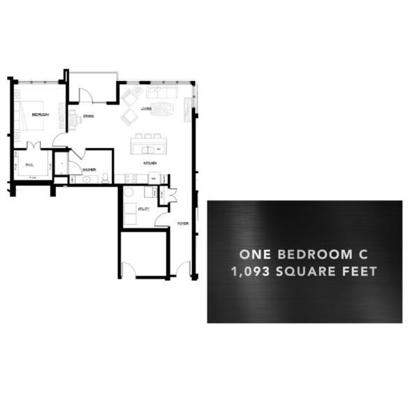One Bedroom C 1,093 Square Feet