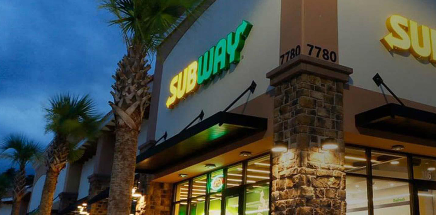Subway® Storefront at dusk