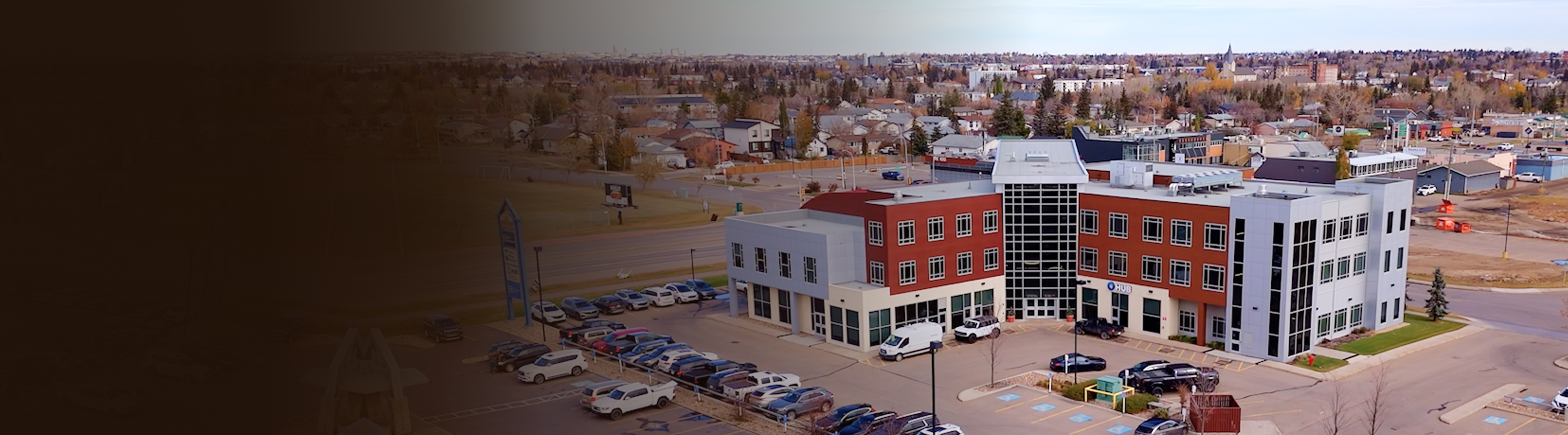 Aerial view of the Chrenek Dion & Associates office building.