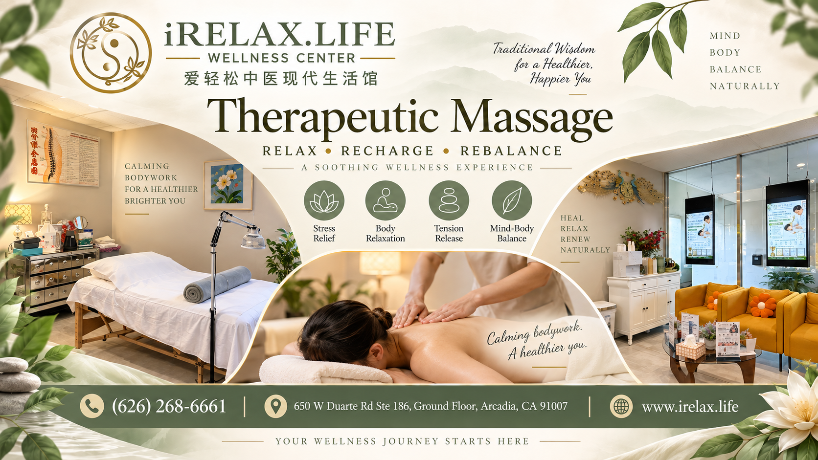 Acupressure is an ancient Chinese healing method.
Applying pressure with the fingers, arm or elbow to certain meridian points on the body to relieve pain, including neck pain, shoulder pain, lower back pain, headaches and sciatica.