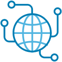 Globe with protruding arms icon.