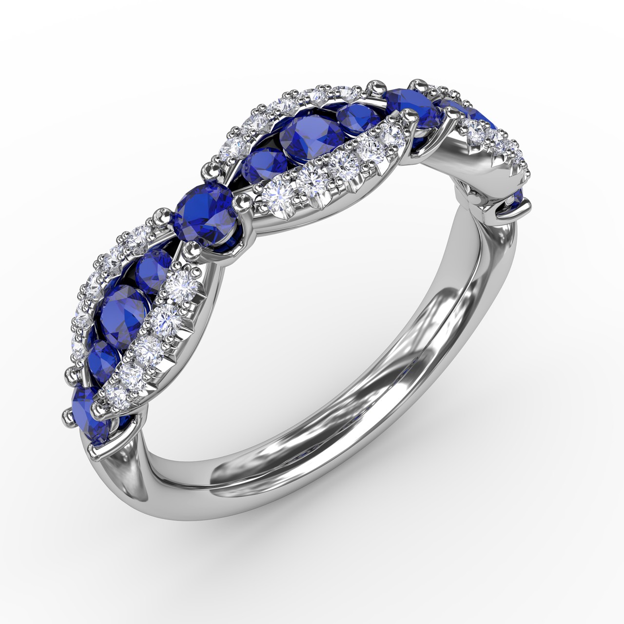 Fana Sapphire and Diamond Scalloped Ring