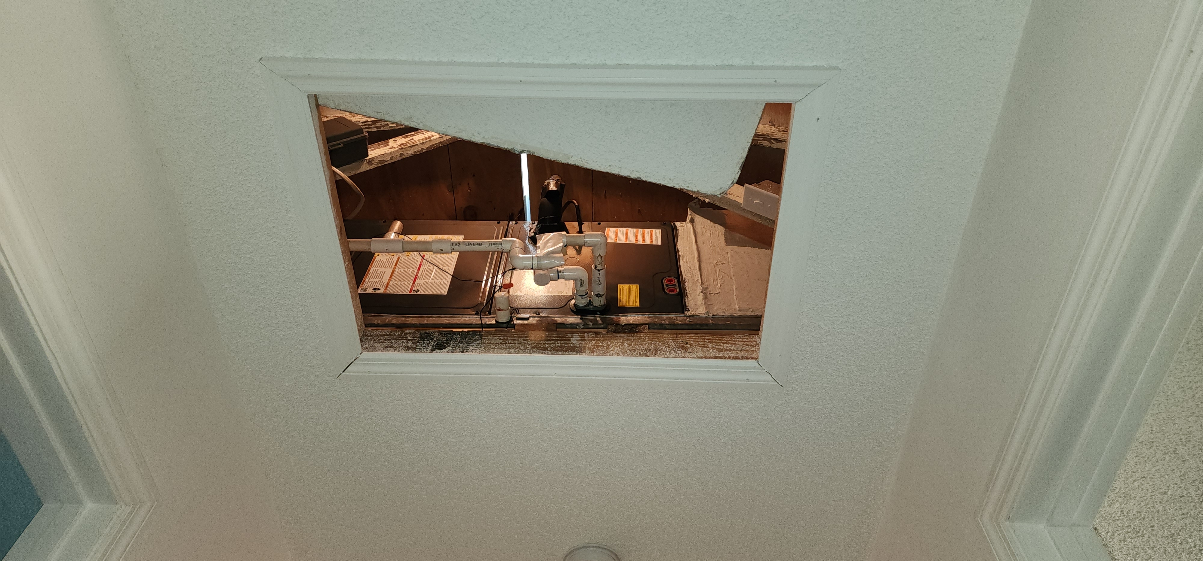 service call , unit is in the attic. atleast its close to the hole