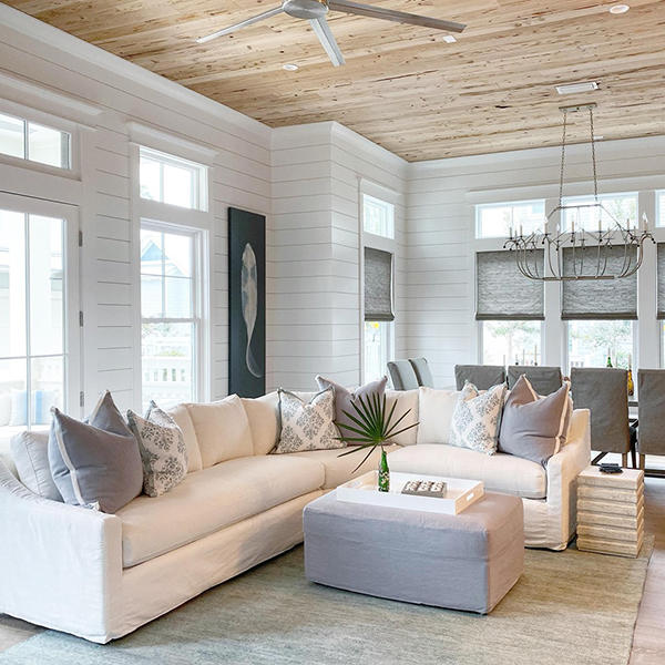 The right window treatment can bring a touch of contrast to your home decor. This customer chose these light gray woven wood shades to match several furniture pieces in this design. The added texture also brings the feeling of a beachside bungalow.