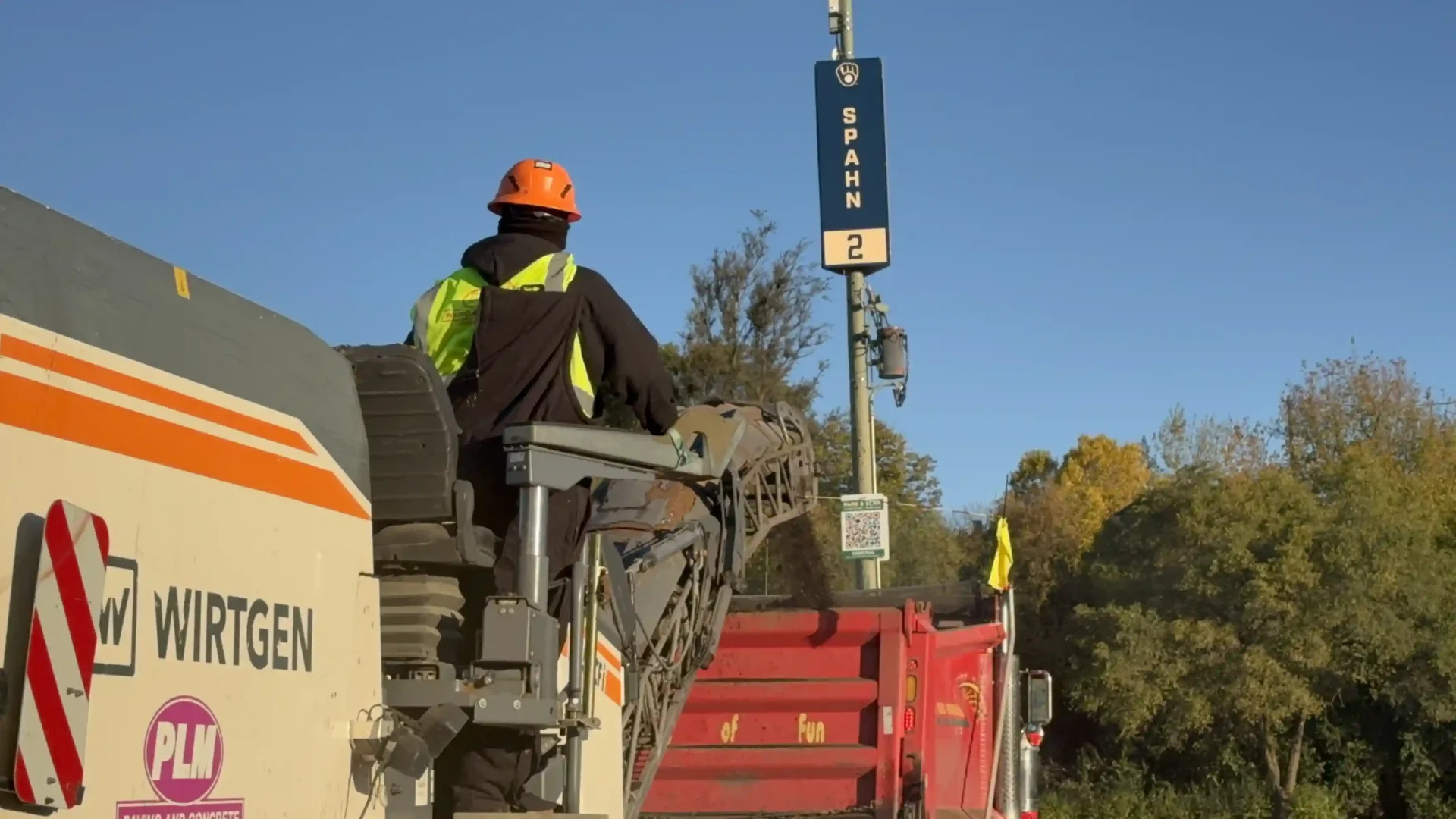 PLM Crew providing fresh asphalt milling service for American Family Field in Milwaukee.