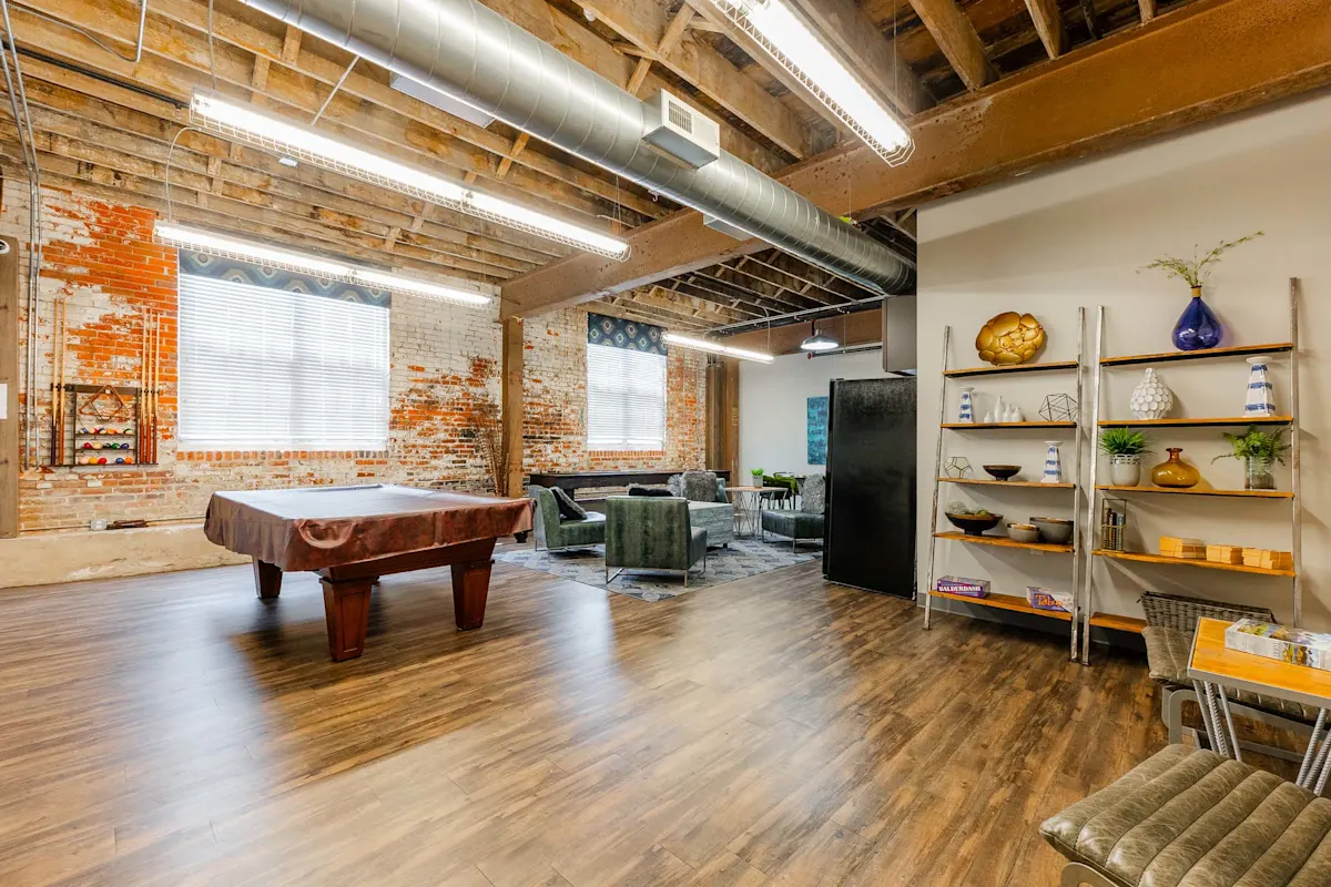 Community room with billiard table