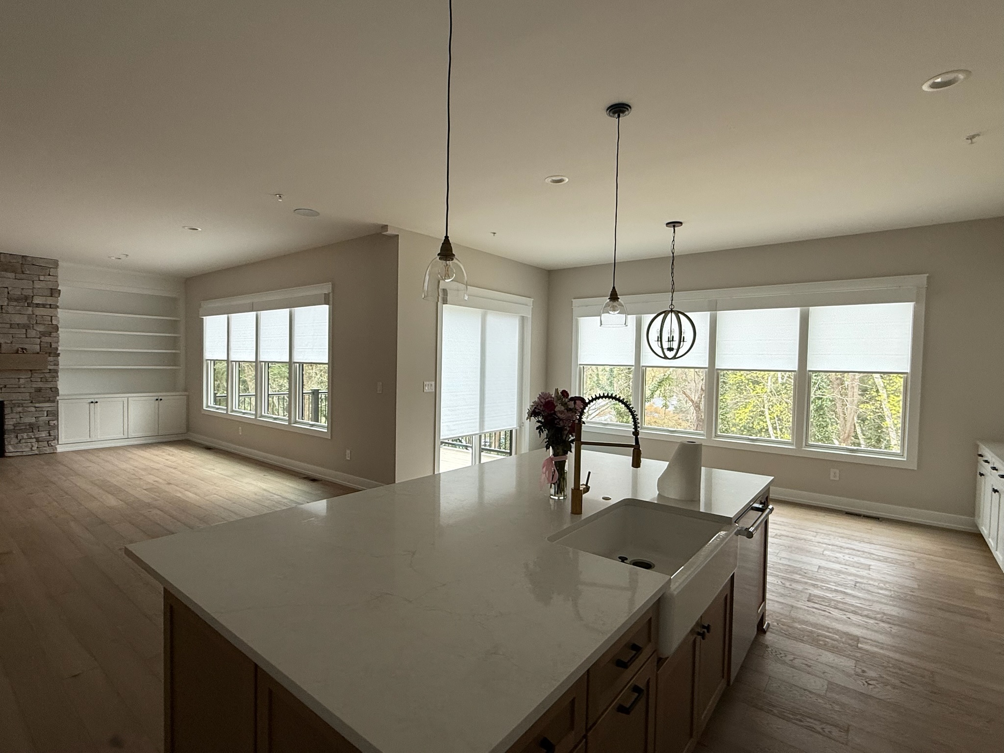 New window treatments for your windows and doors will brighten up your kitchen!