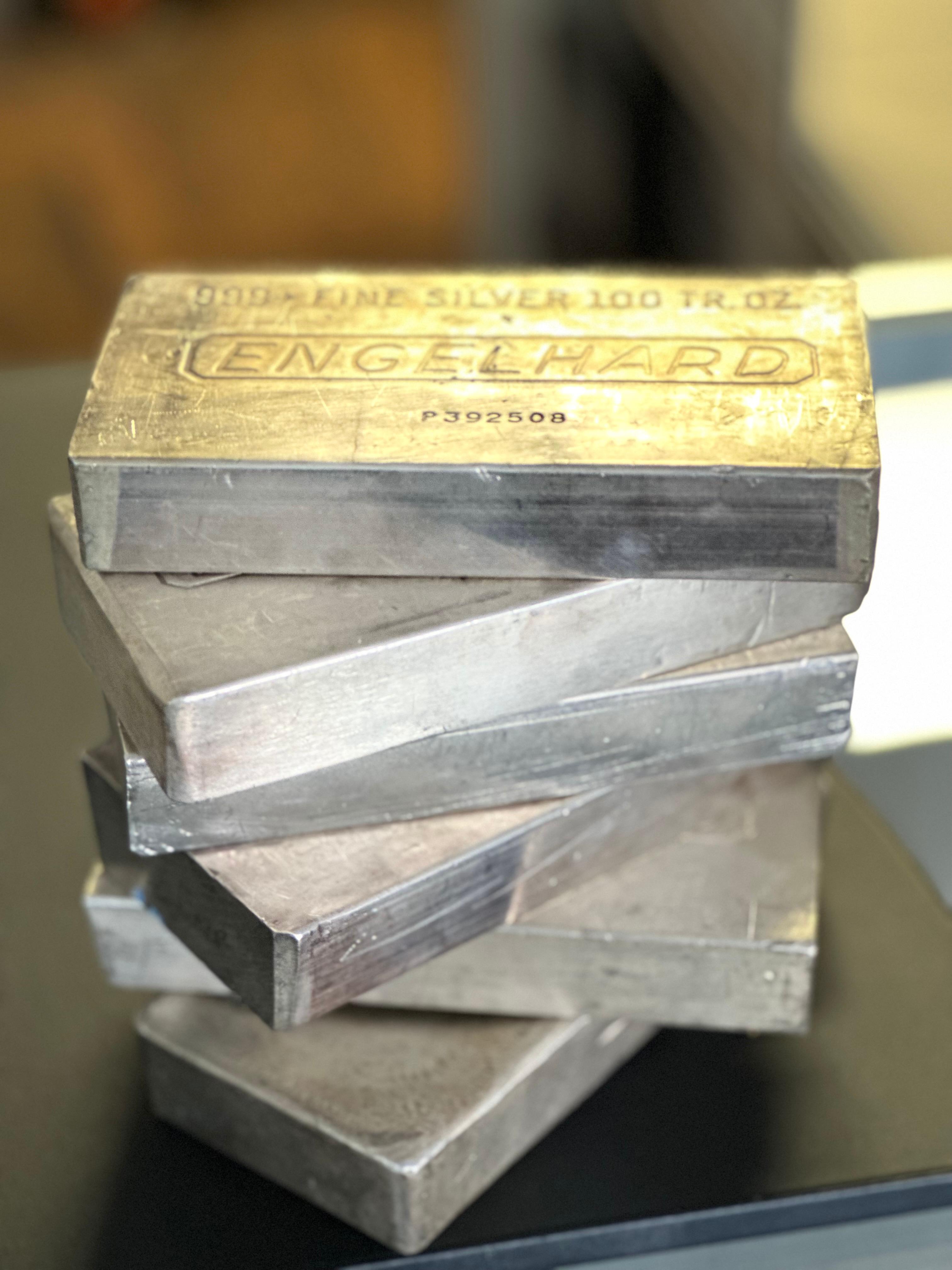 A Stack of 100 Silver Engelhard Bars