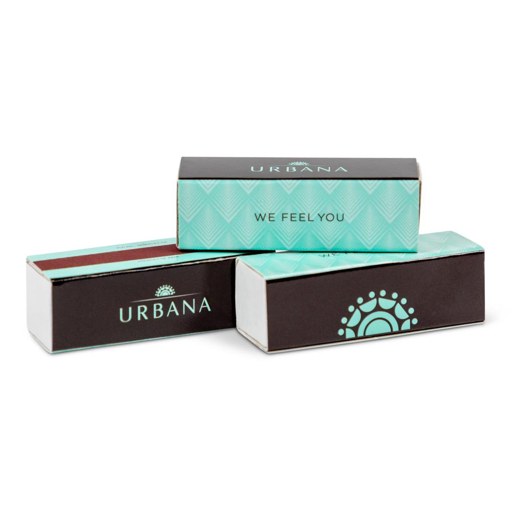 Matchboxes for Urbana. Branded merch by PLC Print.