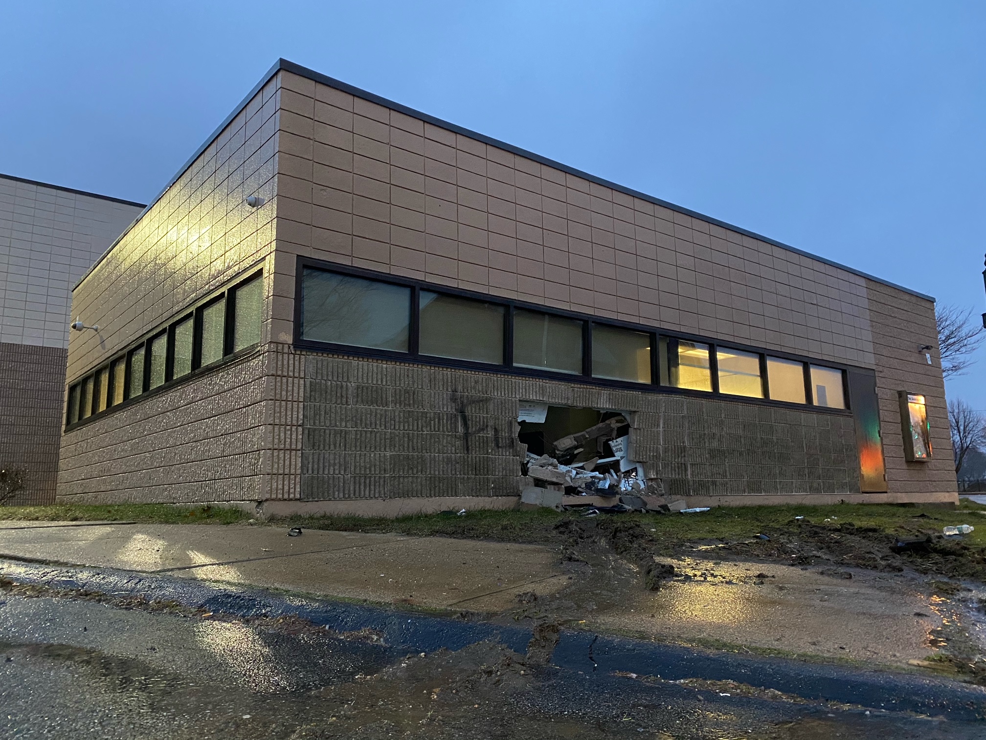 Car crash lead to hole in commercial building