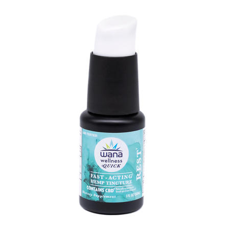 The REST Fast-Acting Hemp Tincture is supplemented with melatonin to support sleep and a proprietary blend of GABA, skullcap herb extract and liquid passion flower extract for relaxation