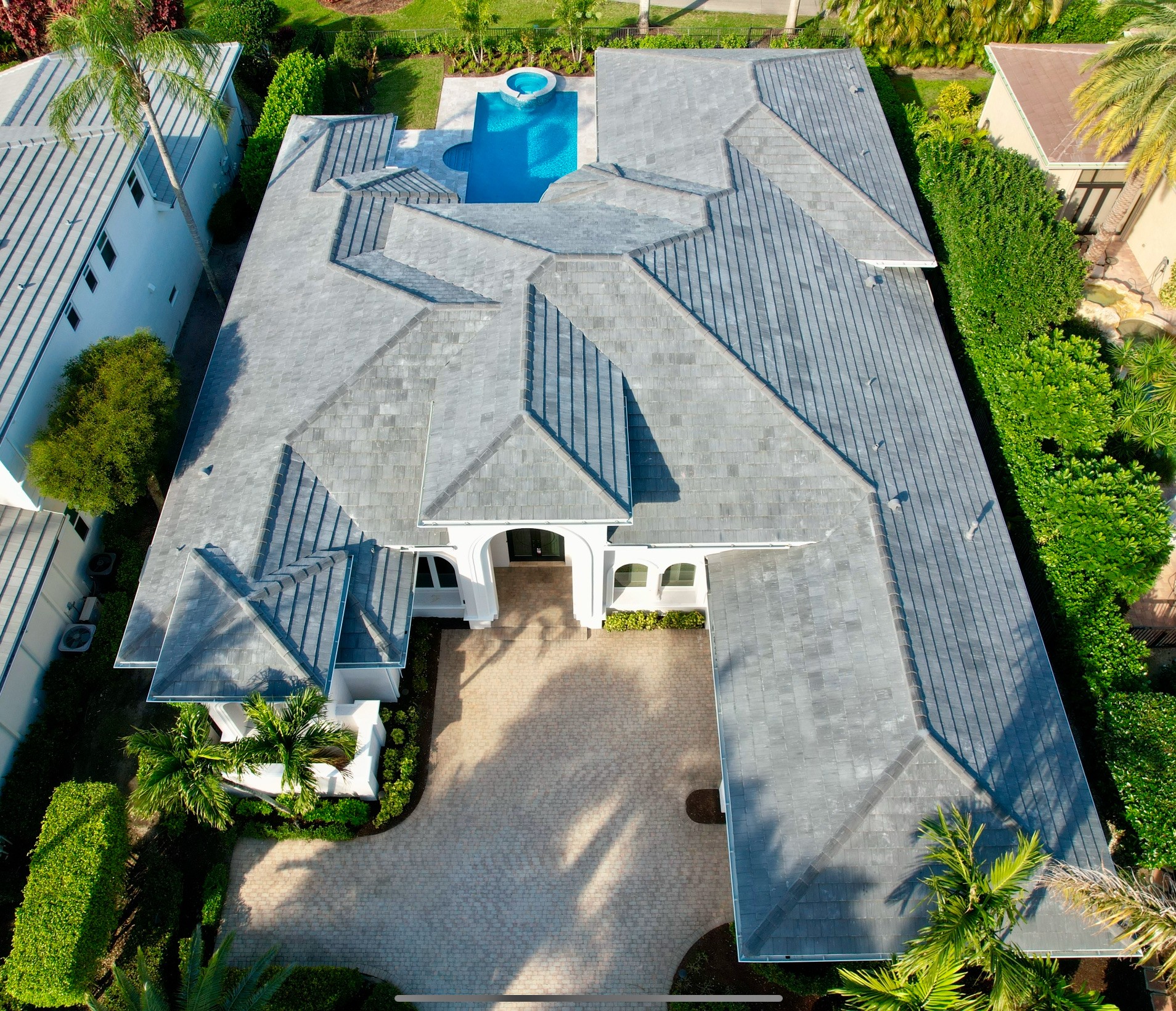 This flat tile color is called Sierra Madre. Roof replacement complete!
