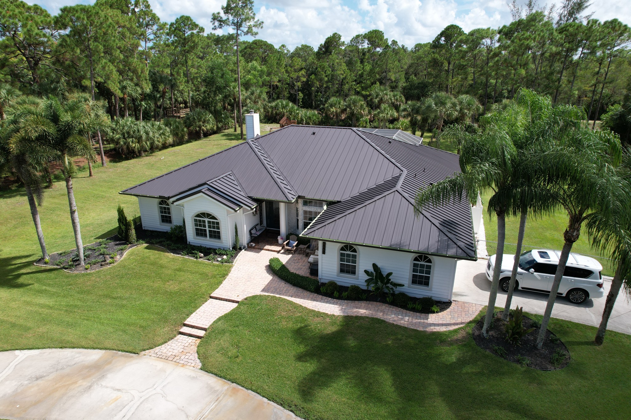 The color of this metal roof that we installed is called Dark Bronze.
