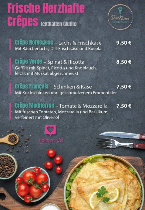 Probieren Sie auch unsere frischen herzhaften Crepes
