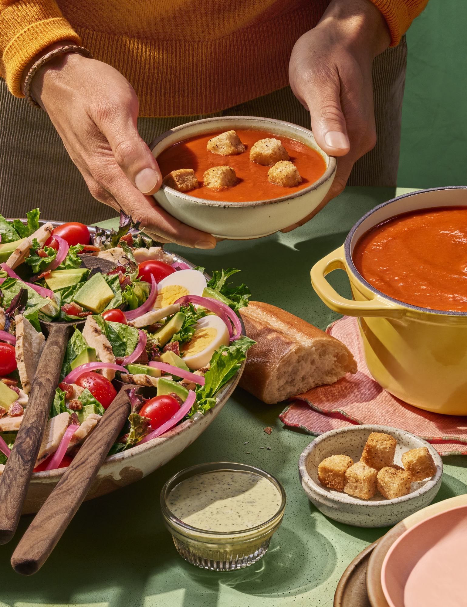 Tomato Soup & Green Goddess Salad for a Group