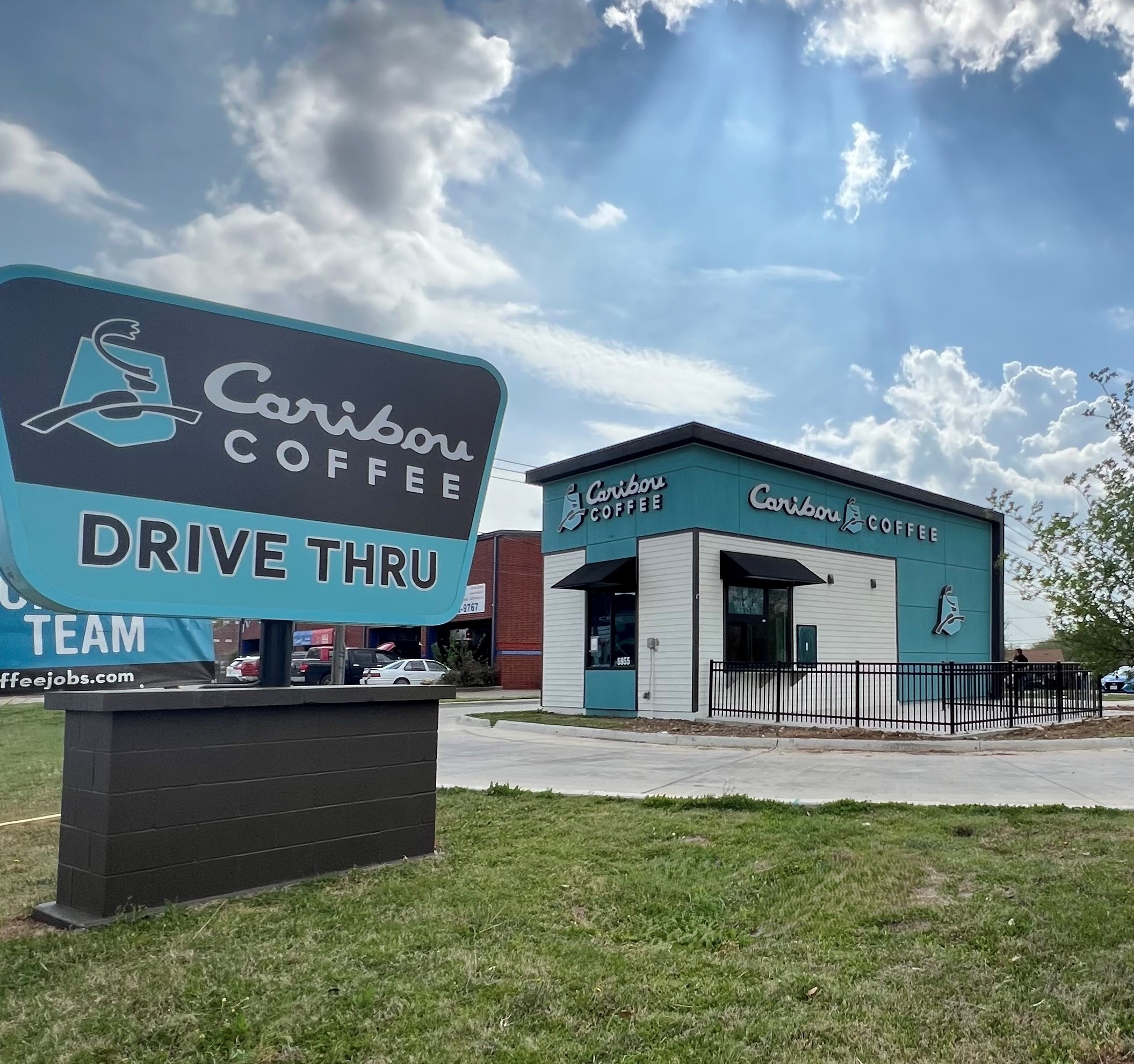 Storefront of the Caribou Coffee at 5955 Rufe Snow Drive in Watauga