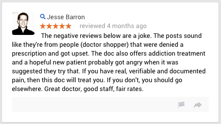 Check out this 5 star review by Jesse Barron posted on Google+: -  http://bit.ly/1oJP7kg Peace Medical | Detox and Pain Management Doctors Oakland Park (954)440-7482