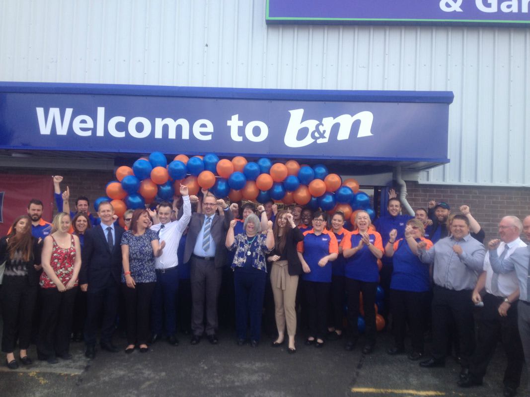 The store colleagues at B&M Pembroke Dock celebrating the opening of their new store.