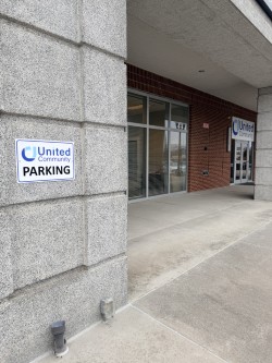 United Community branch parking sign