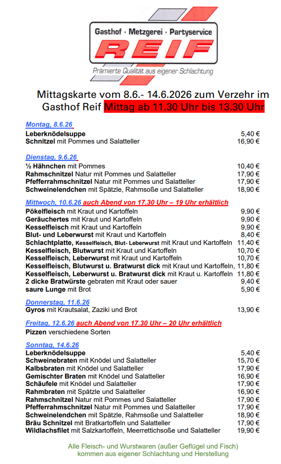 Gasthof & Fremdenzimmer Reif, Raiffeisenstraße 6 in Ursensollen