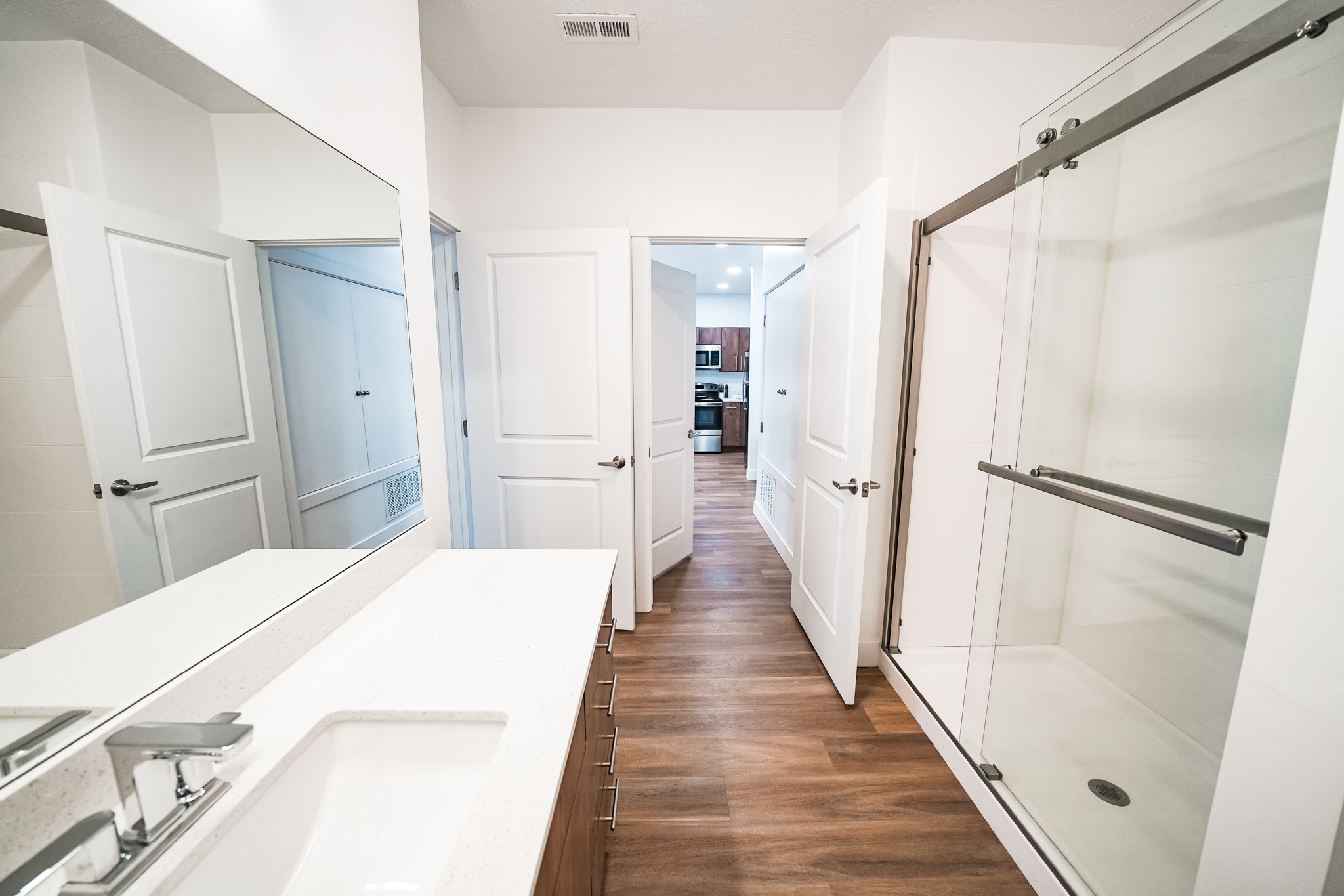 Bathroom with Glass Separated Shower 