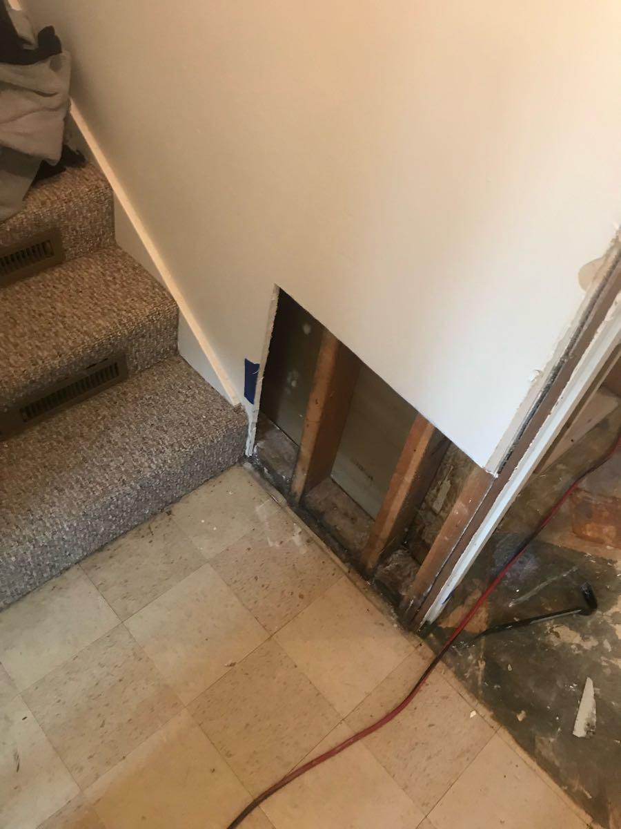 Drywall removed in basement