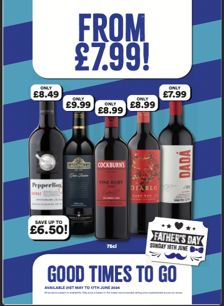 Wines from £7.99 Bargain Booze Buxton 01298 24770