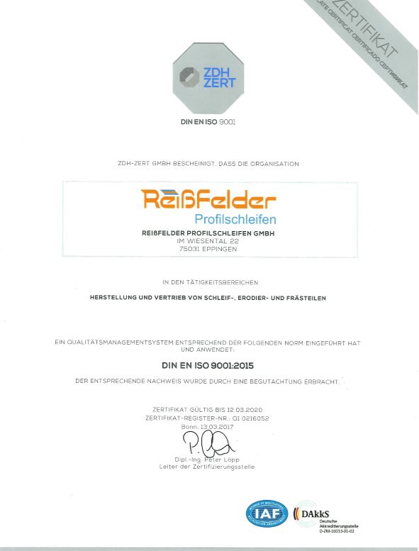 Reißfelder Profilschleifen GmbH, Im Wiesental 22 in Eppingen