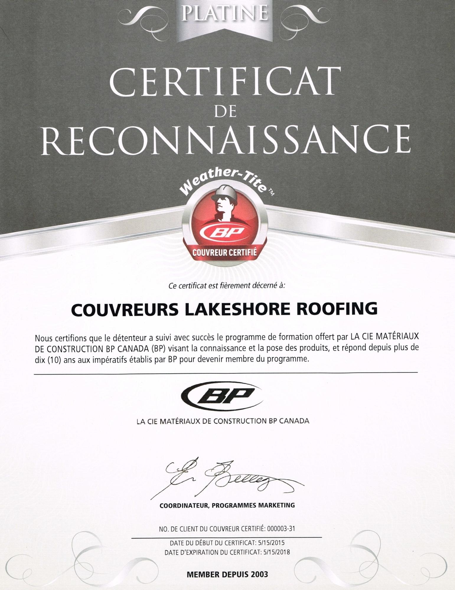 Images Couvreurs Lakeshore Roofing