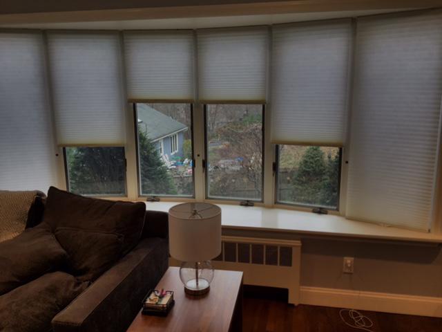 OK, so here’s an awesome idea for this bow window in Valhalla! We installed Honeycomb Shades for each pane—and now the homeowners can create all kinds of looks just by opening the blinds at different levels! #BudgetBlindsOssining #ValhallaNY #HoneycombShades #FreeConsultation #WindowWednesday