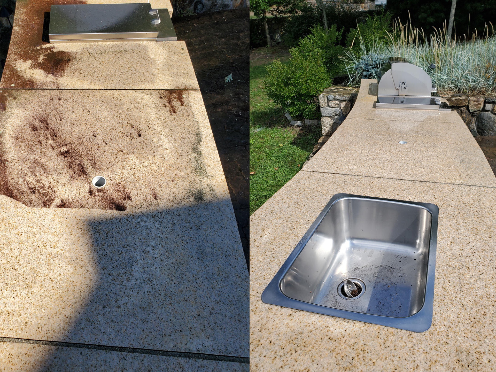 Power Washing of an outdoor kitchen in Wellesley, MA.