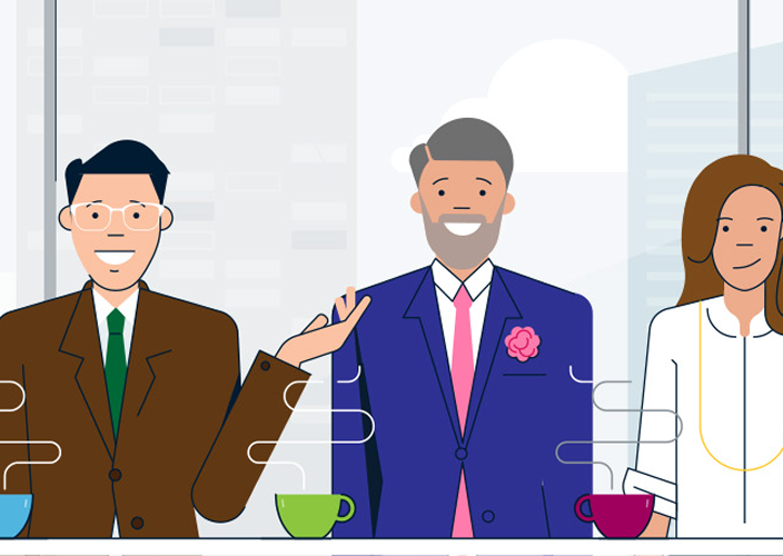 Drawings of host David Richardson and guests.