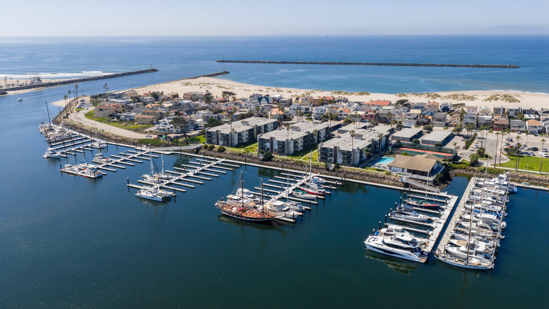 Bahia Marina, Channel Islands Harbor, CA. Drone photos of the new marina rebuild.
