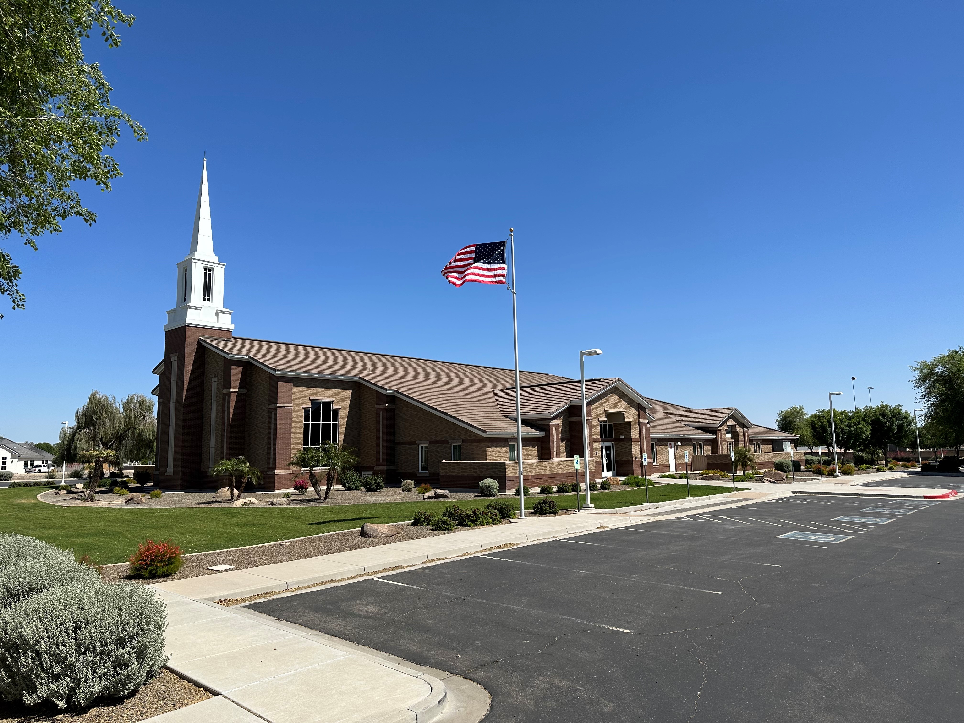 This is the West Side of the building as you enter the parking lot.