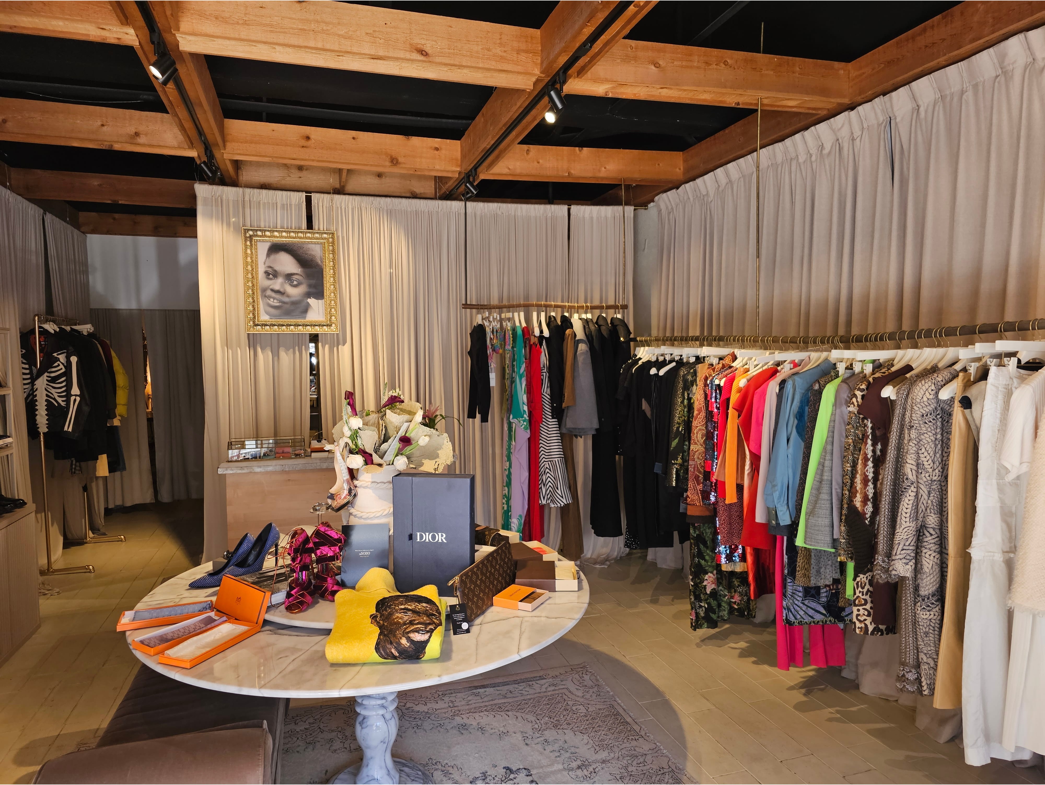 Interior of TheNOBO luxury resale boutique, Sacramento Street, Presidio Heights San Francisco