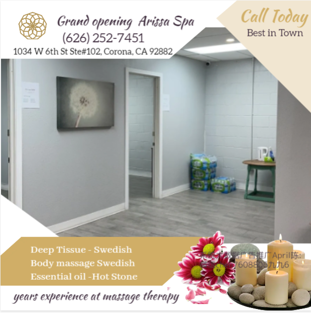 Whether it's stress, physical recovery, or a long day at work, Arissa Spa has helped 
many clients relax in the comfort of our quiet & comfortable rooms with calming music.