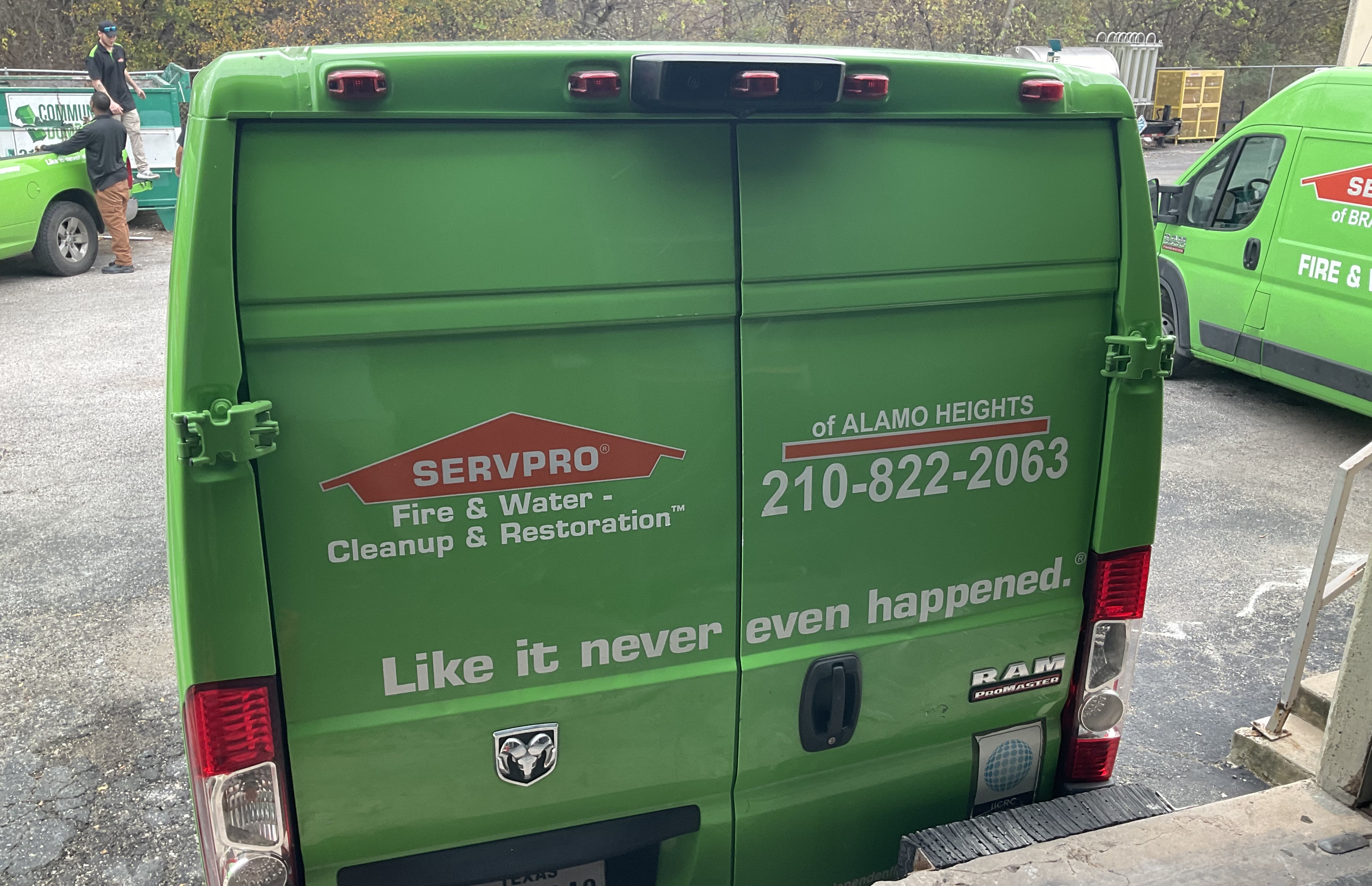 Here is what the back of our SERVPRO of Alamo Heights vans look like.