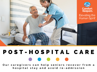 We offer senior care services to seniors who have recently been discharged from the hospital. Comfort Keepers Home Care Los Angeles (323)430-9803
