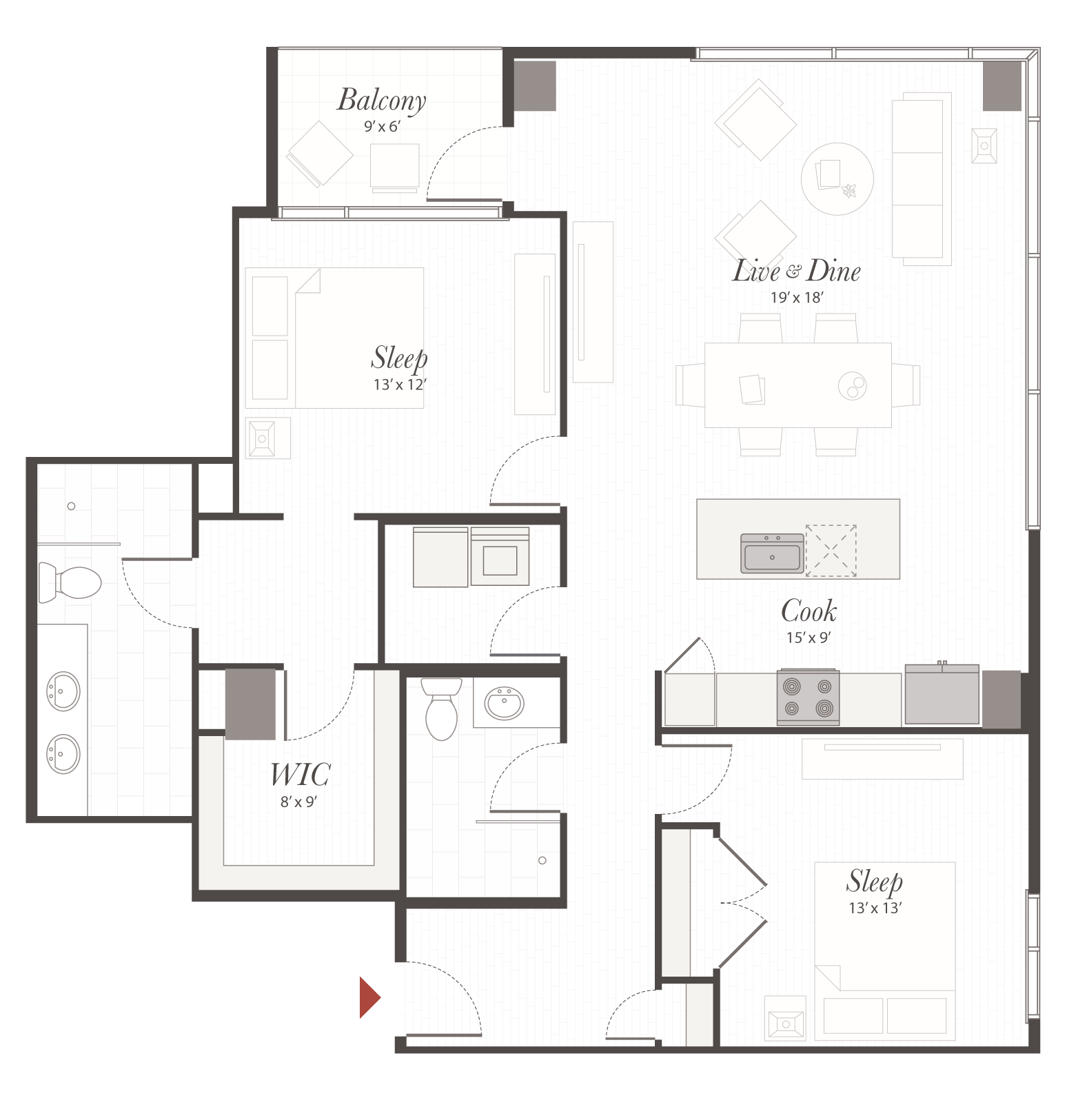 Encore B6 2 Bedroom Apartment Floor Plan