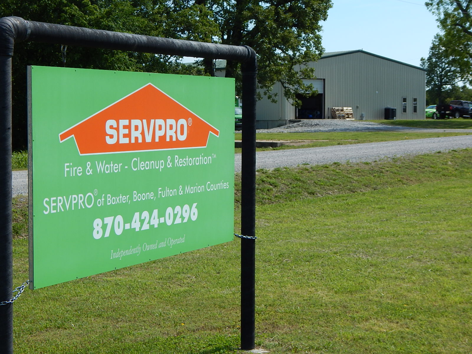 SERVPRO of Baxter, Boone, Fulton & Marion Counties located in Mountain Home, AR has a 12,000sq. ft. building on 16 acres of land.