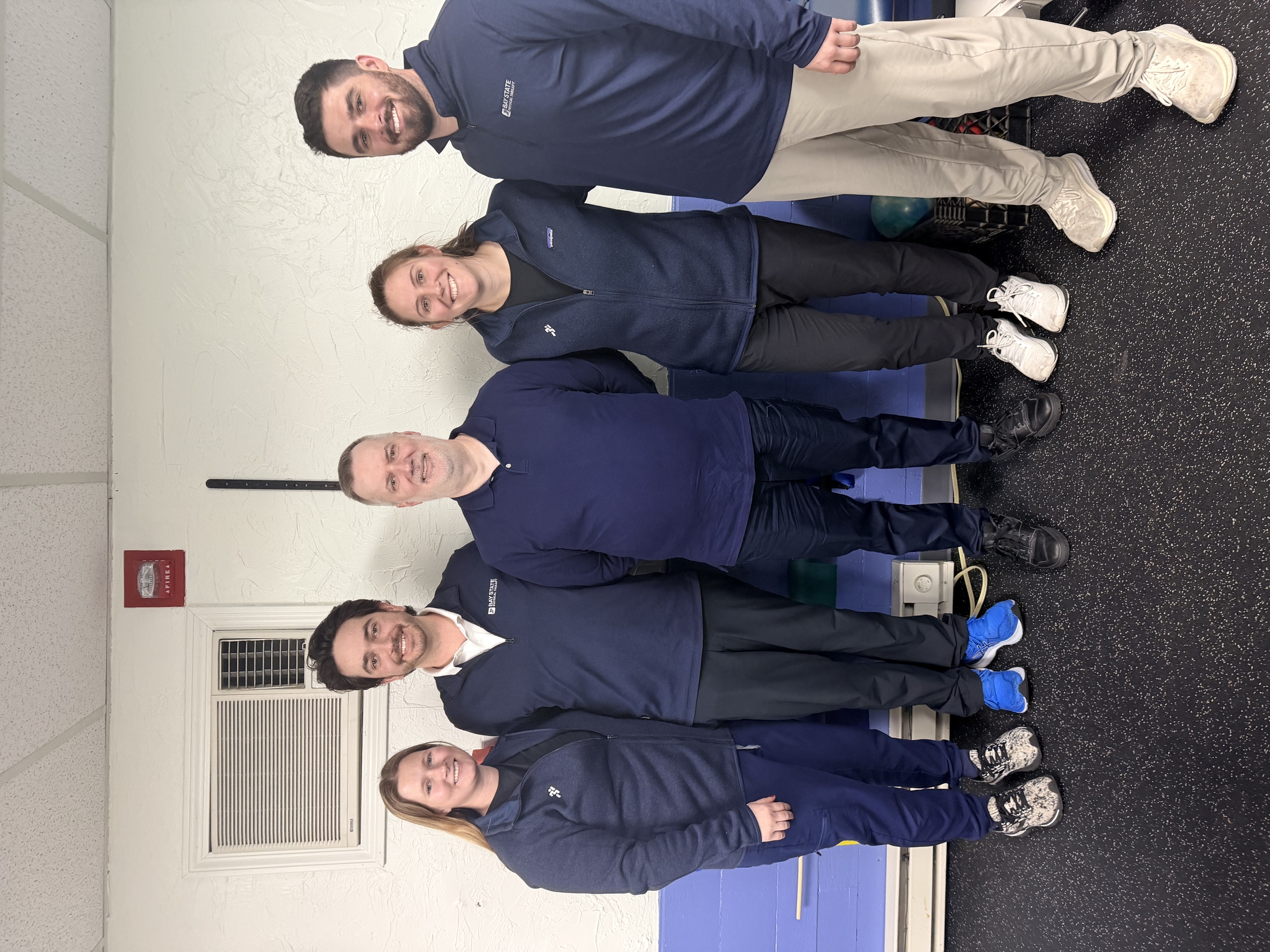 The PT/Chiro Team in Raynham. Left to right-Lauren-PTA, Nate-OT, Dr. Medeiros-Chiro, Hannah-Head PT and Matt-PT.