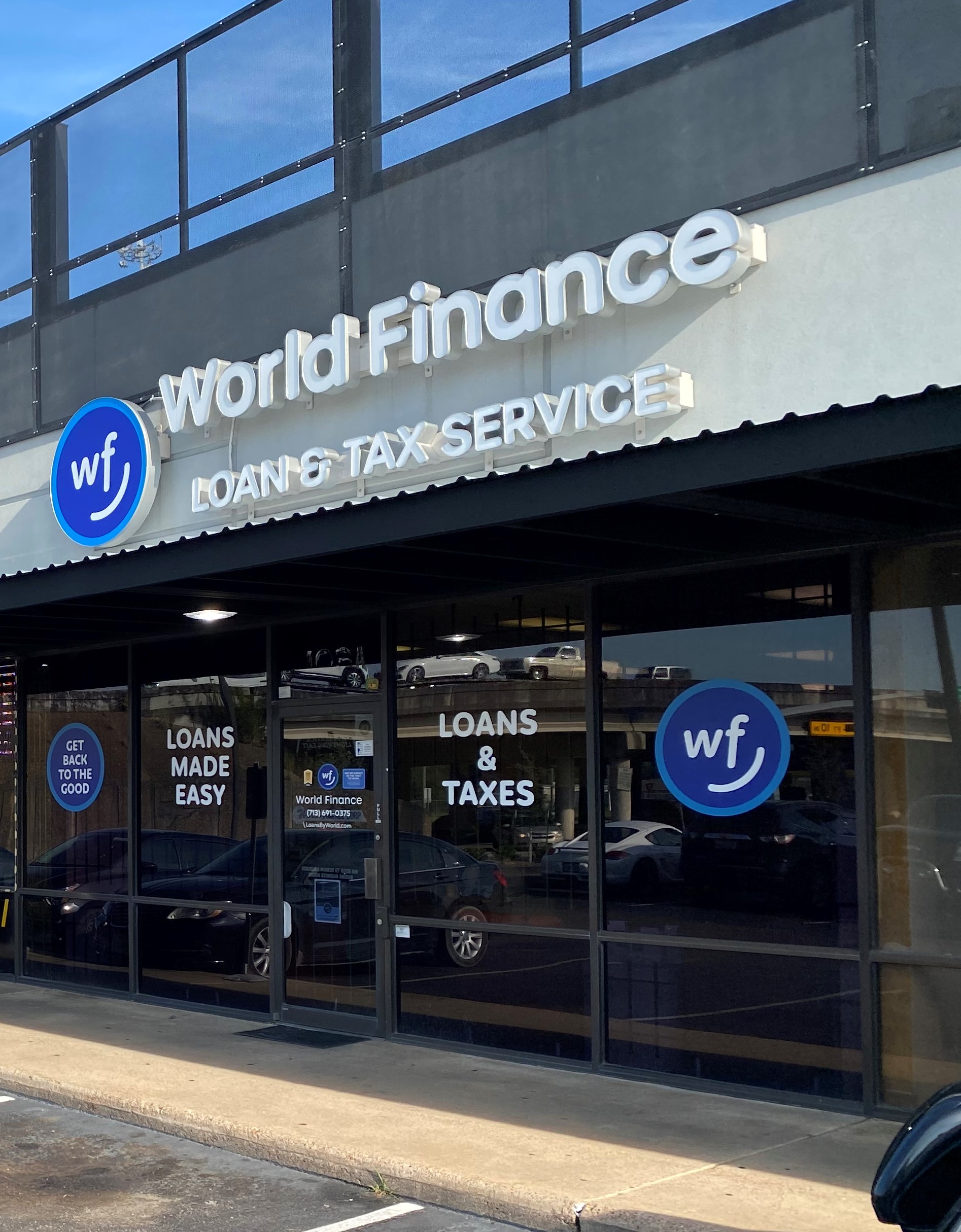 Front of Branch- Angle View World Finance Houston (713)691-0375