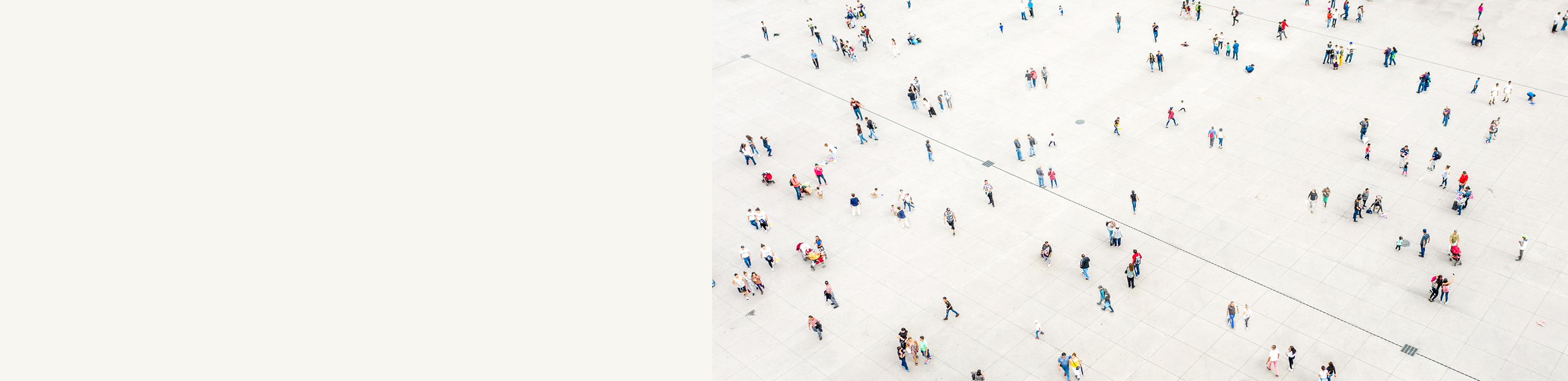 Aerial view of people in a city square.