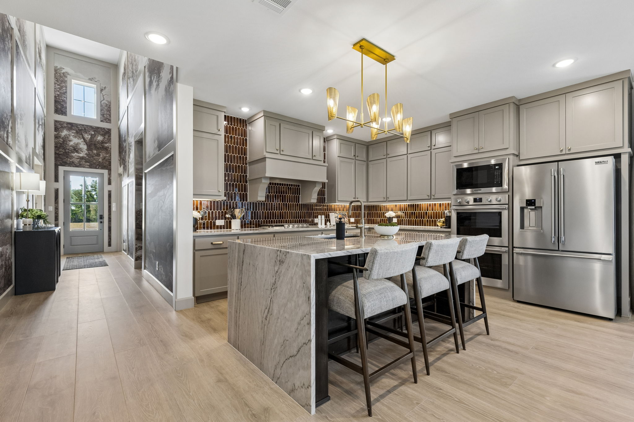 Kitchen in the Rainwater Crossing model home in Celina, TX.