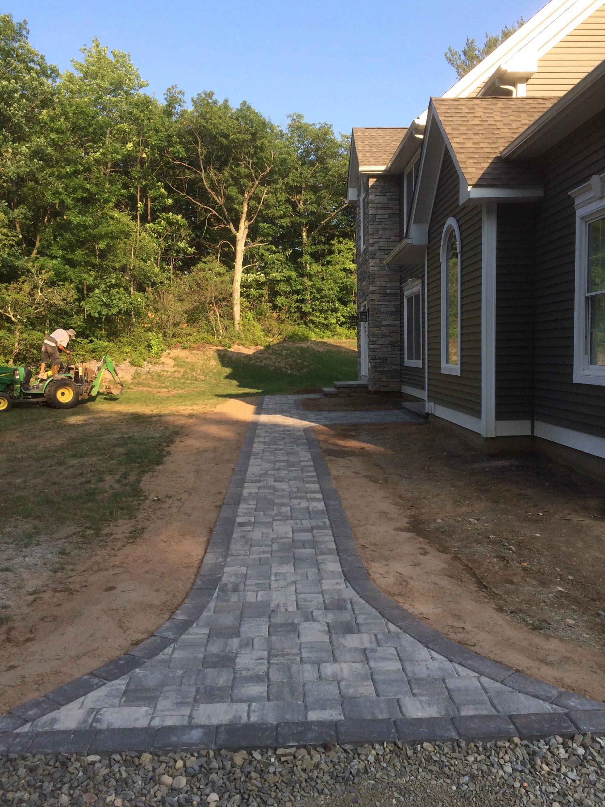 Paver walkway to front entrance - Walkways and pathways project by General Masonry LLC.