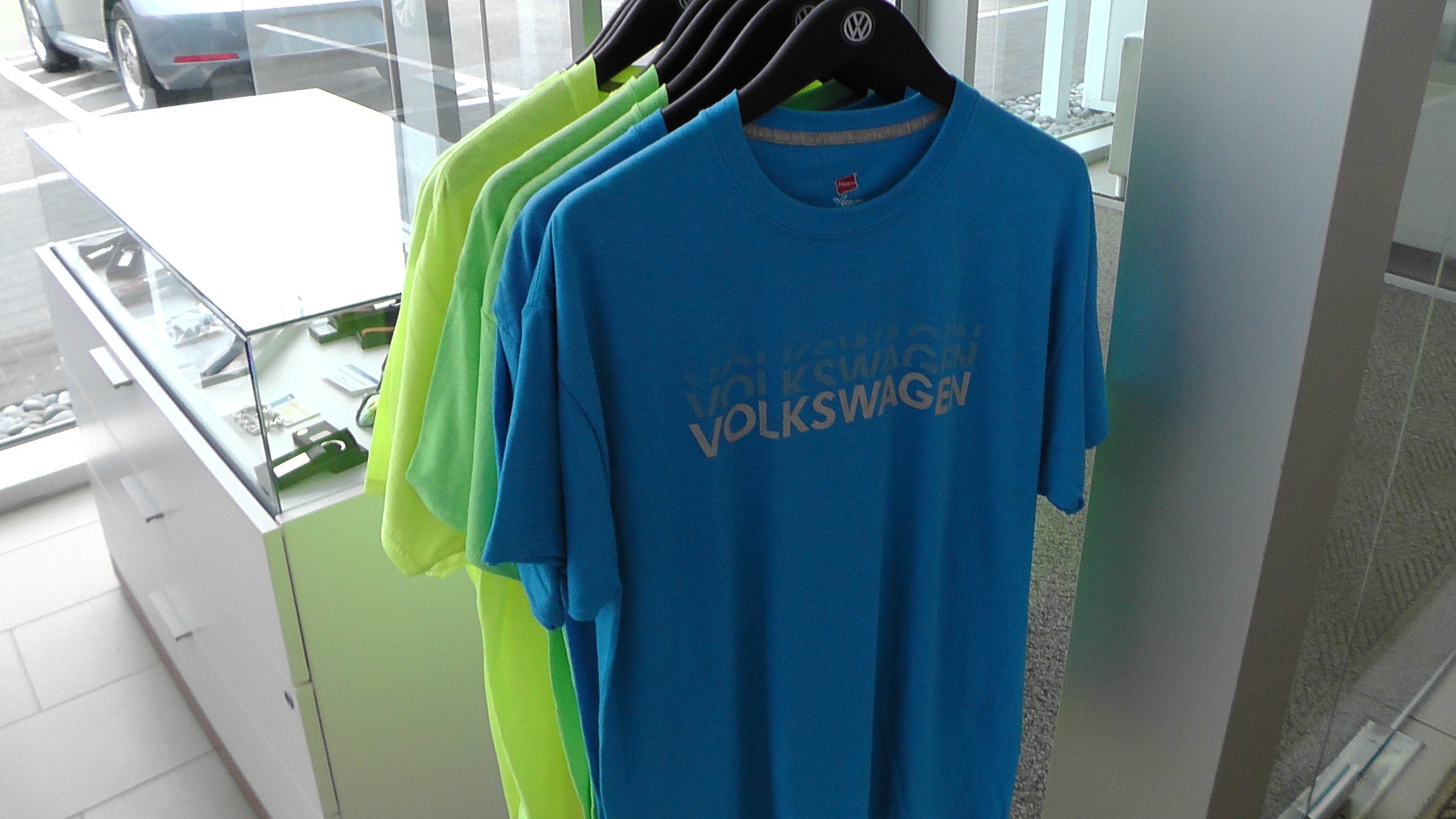 If you're a Volkswagen fan like us, you'll love the products we have on display around our Kelly Volkswagen dealership. Shirts, hats, keychains, and much more are all available for purchase and show your love for the VW brand.