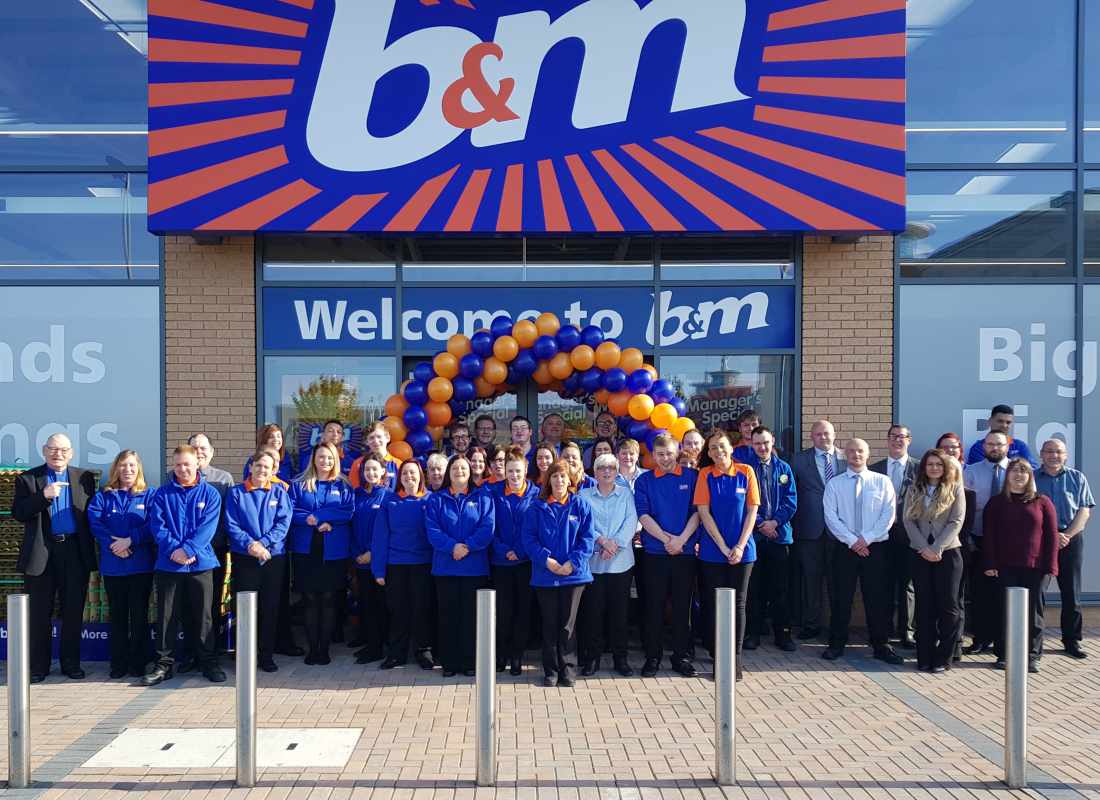 The new store colleagues at B&M Newbold getting ready for their first day in the store.