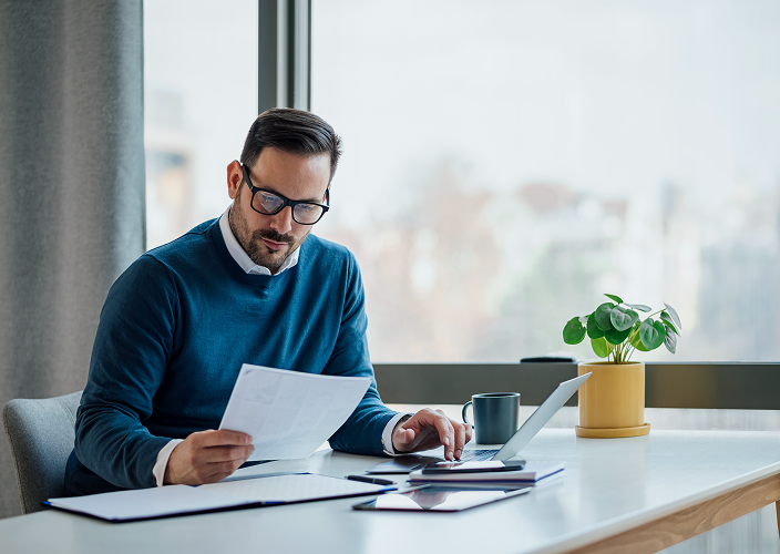 A client reviewing their tax information.