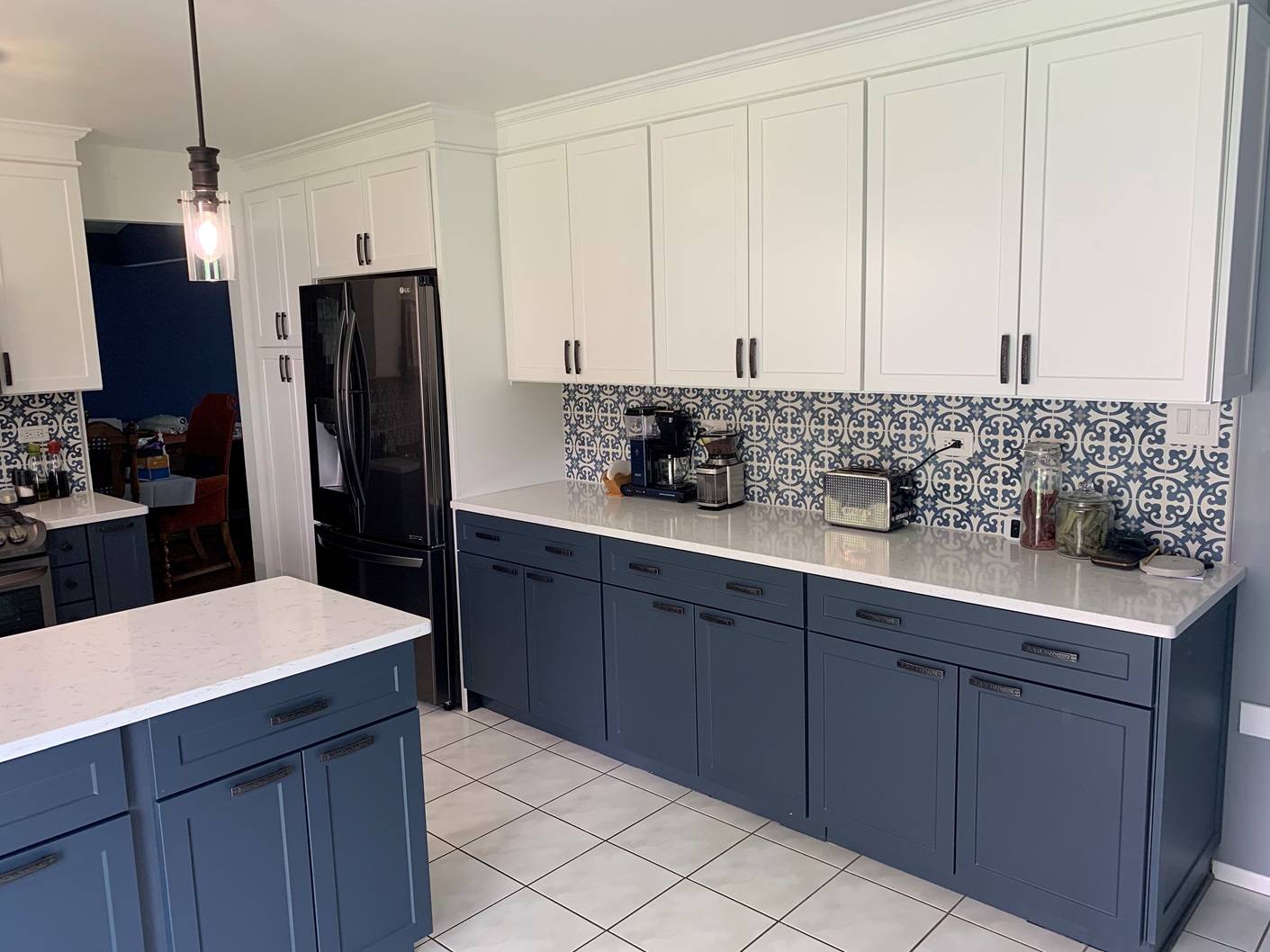 Dive into a world of coastal charm with our stunning blue and white Cabinet Redooring for your kitch Kitchen Tune-Up Savannah Brunswick Savannah (912)424-8907